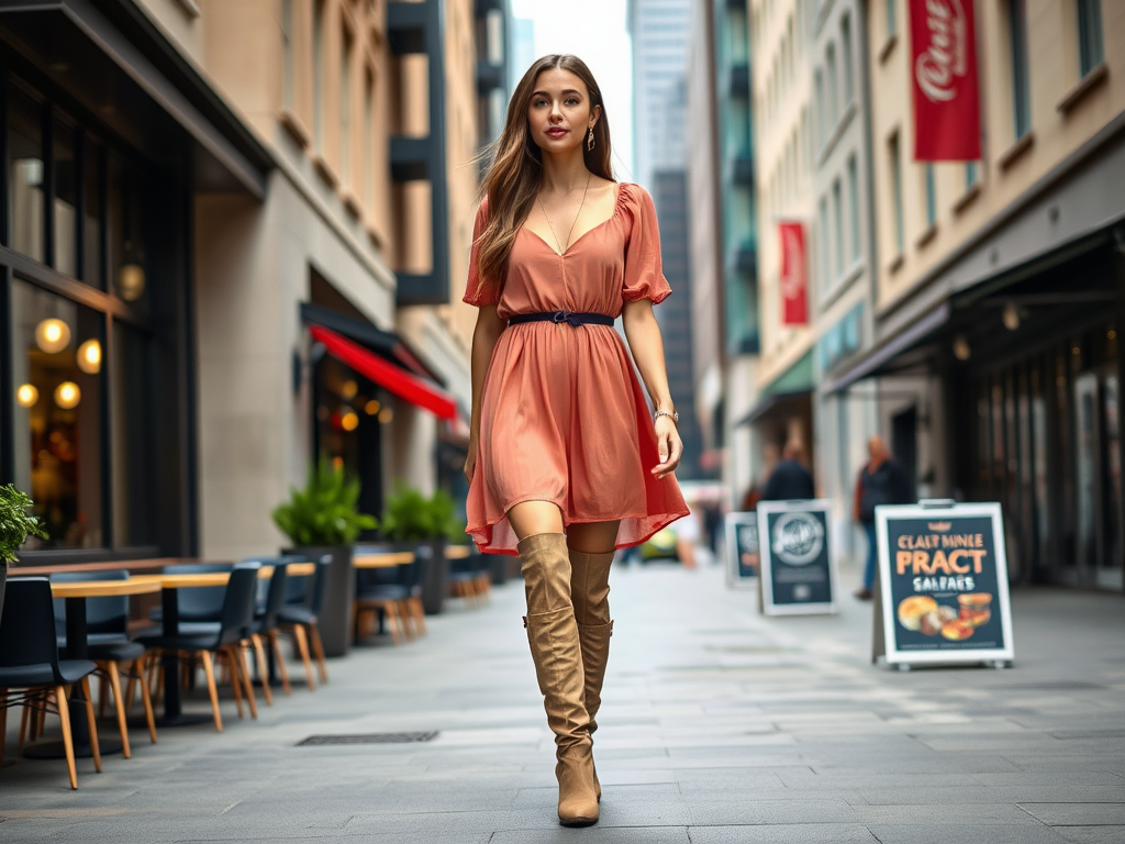 conceptmachine.ro | Foarte trendy: cum să porți cizmele lungi cu o rochie baby-doll