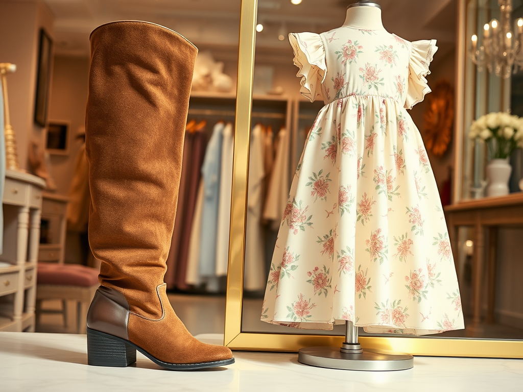 conceptmachine.ro | Foarte trendy: cum să porți cizmele lungi cu o rochie baby-doll
